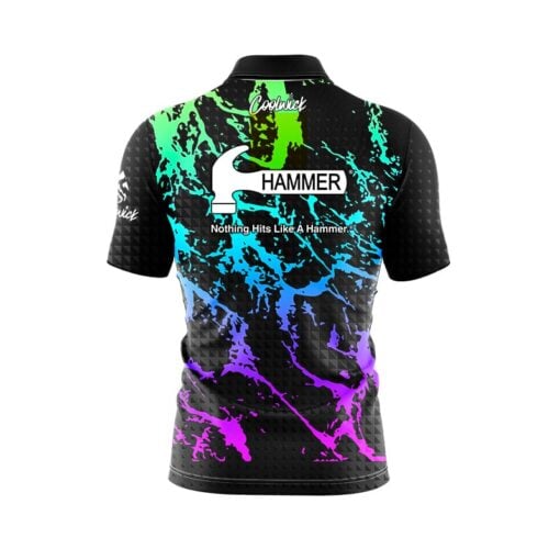 Hammer Geometric Graffiti Quick Ship CoolWick Sash Zip Bowling Jersey - Image 2