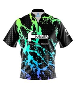 Hammer Geometric Graffiti Quick Ship CoolWick Sash Zip Bowling Jersey