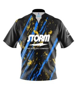 Storm Gold Coal Quick Ship CoolWick Sash Zip Bowling Jersey