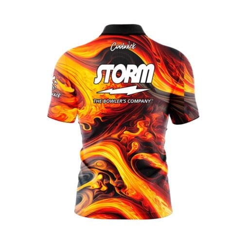 Storm Melting Volcano Quick Ship CoolWick Sash Zip Bowling Jersey - Image 2
