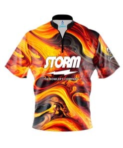 Storm Melting Volcano Quick Ship CoolWick Sash Zip Bowling Jersey