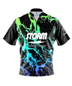 Storm Geometric Graffiti Quick Ship CoolWick Sash Zip Bowling Jersey