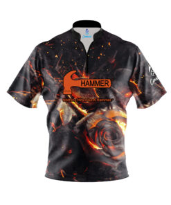 Hammer Flaming Rose Quick Ship CoolWick Sash Zip Bowling Jersey