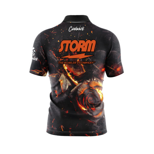 Storm Flaming Rose Quick Ship CoolWick Sash Zip Bowling Jersey - Image 2
