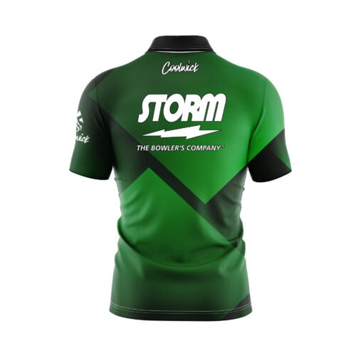 Storm Green Blocks Quick Ship CoolWick Sash Zip Bowling Jersey - Image 2