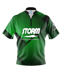 Storm Green Blocks Quick Ship CoolWick Sash Zip Bowling Jersey