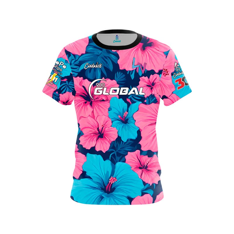 900 Global Luis Napoles Pink Blue Tropical CoolWick Bowling Jersey
