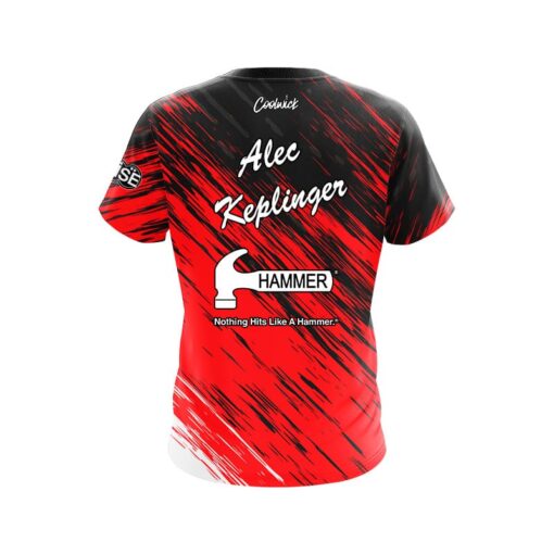 Hammer Alec Keplinger Red Black Grunge CoolWick Bowling Jersey - Image 2
