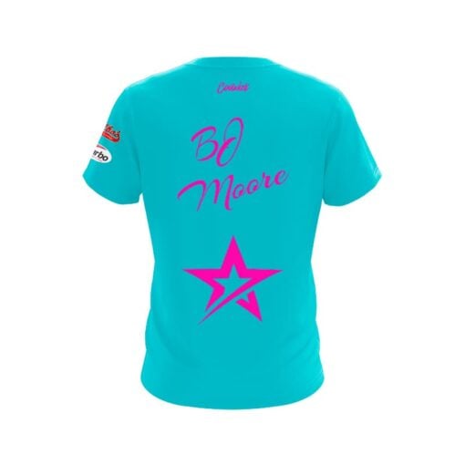 Roto Grip BJ Moore Turquoise Hot Pink CoolWick Bowling Jersey - Image 2