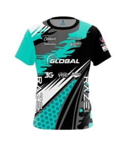 900 Global Sean Rash Grey Teal Race CoolWick Bowling Jersey
