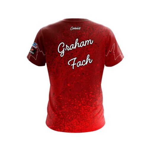 Brunswick Graham Fach Red Scale Splatter CoolWick Bowling Jersey - Image 2