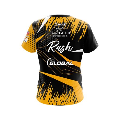 900 Global Sean Rash Halftone Gold Black CoolWick Bowling Jersey - Image 2