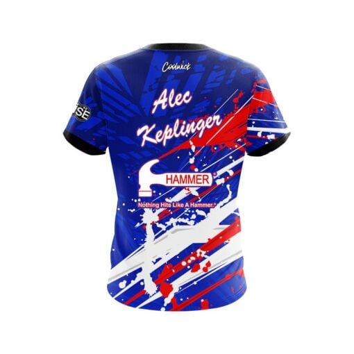 Hammer Alec Keplinger Red White Blue Motion CoolWick Bowling Jersey - Image 2