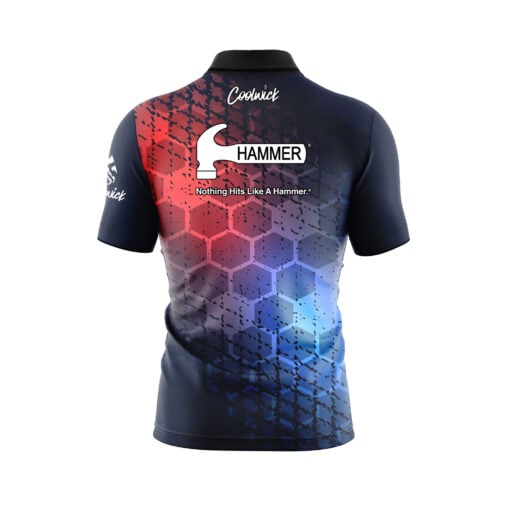 Hammer Grunge Sport Hex Quick Ship CoolWick Sash Zip Bowling Jersey - Image 2