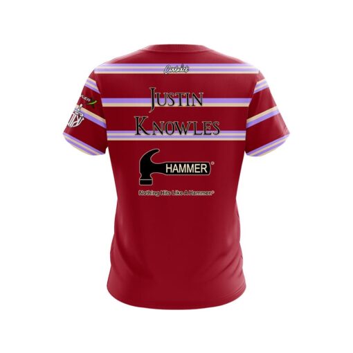 Hammer Justin Knowles Burgundy Nautical Stripes CoolWick Bowling Jersey - Image 2