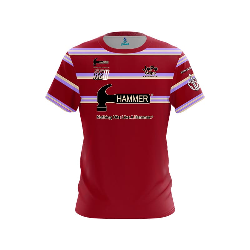 Hammer Justin Knowles Burgundy Nautical Stripes CoolWick Bowling Jersey