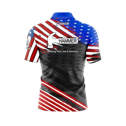Hammer Old Glory '24 Quick Ship CoolWick Sash Zip Bowling Jersey - Image 2