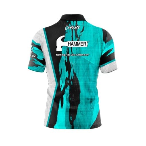 Hammer Pin Deck Quick Ship CoolWick Sash Zip Bowling Jersey - Image 2