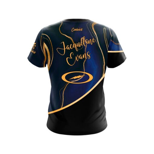 Storm Jacqueline Evans Blue Gold Rivulets CoolWick Bowling Jersey - Image 2