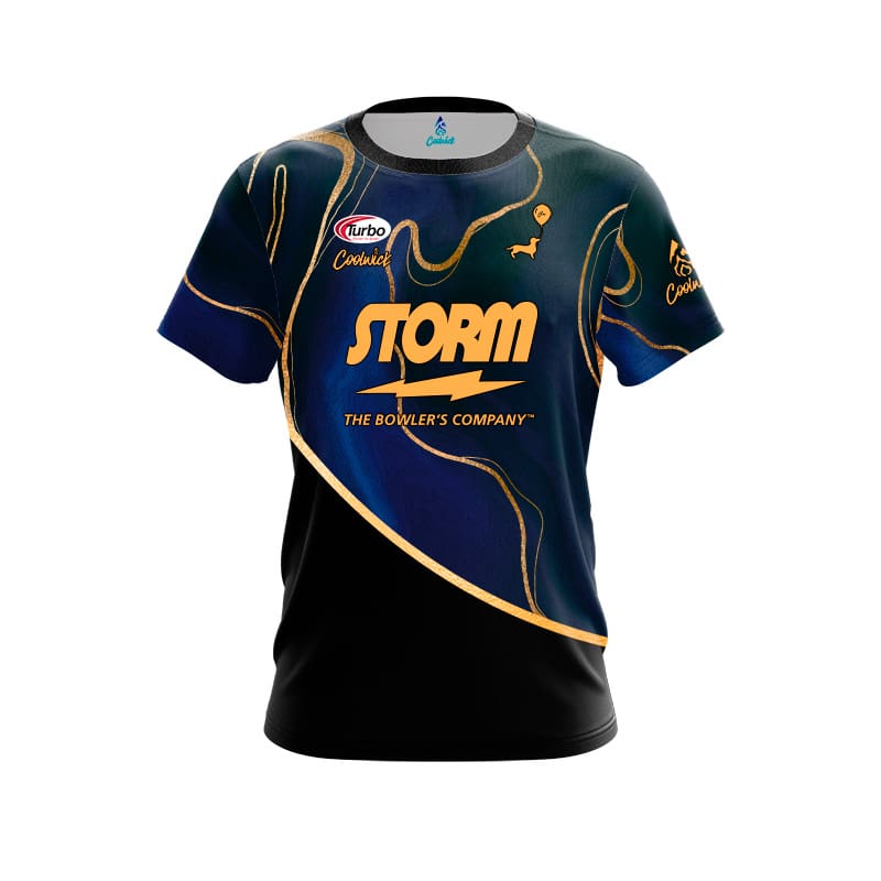 Storm Jacqueline Evans Blue Gold Rivulets CoolWick Bowling Jersey