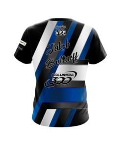 Alternative view of Columbia 300 Jakob Butturff Blue Black White Stripes CoolWick Bowling Jersey