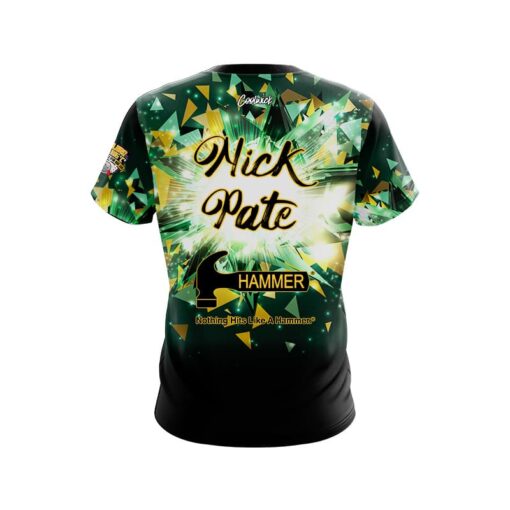Hammer Nick Pate Green Yellow Triangle Blast CoolWick Bowling Jersey - Image 2