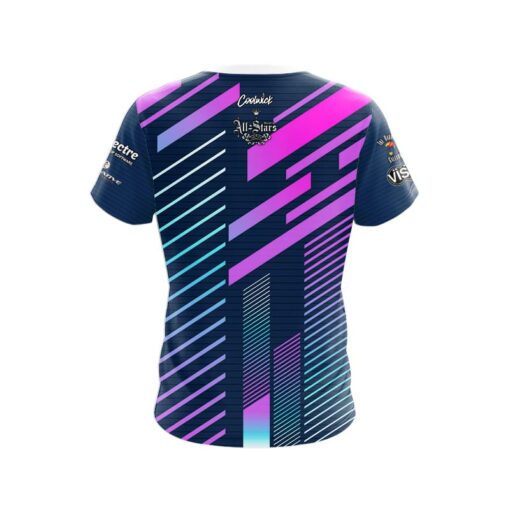 Roto Grip Wes Malott Pink Navy Stripes Bowler's Den CoolWick Bowling Jersey - Image 2