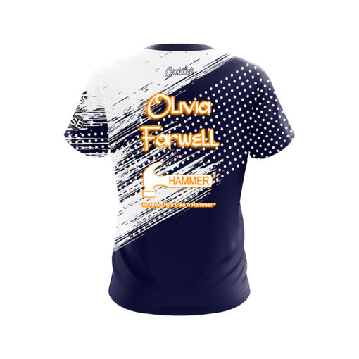Hammer Olivia Farwell Navy Orange Grunge CoolWick Bowling Jersey - Image 2