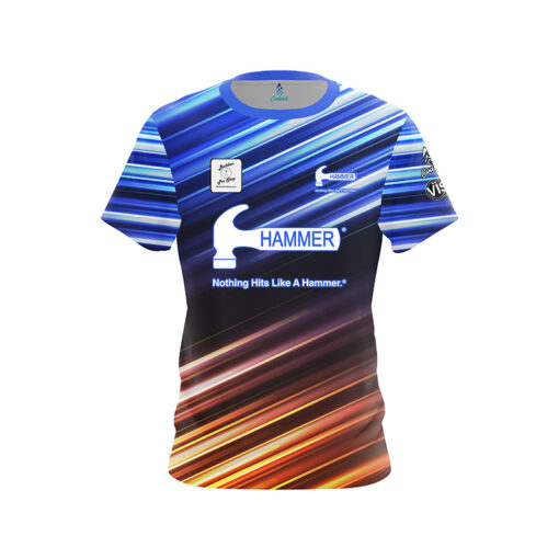 Hammer Olivia Farwell Blue Orange Stripes CoolWick Bowling Jersey