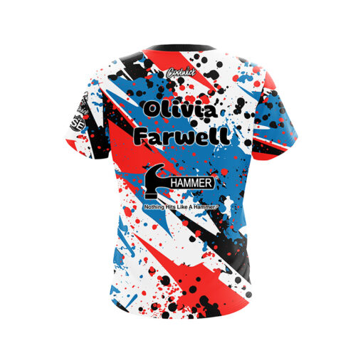 Hammer Olivia Farwell Blue Red Grunge CoolWick Bowling Jersey - Image 2