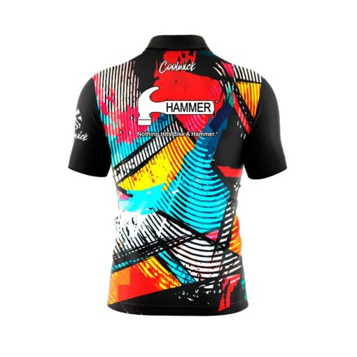 Hammer Shattered Spectrum Quick Ship CoolWick Sash Zip Bowling Jersey - Image 2