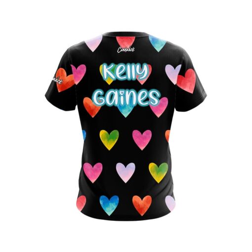 Roto Grip Kelly Gaines Black Watercolor Hearts CoolWick Bowling Jersey - Image 2