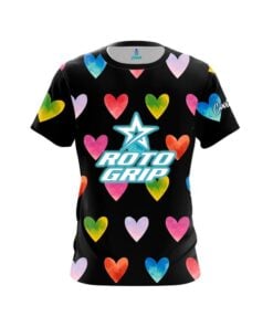 Roto Grip Kelly Gaines Black Watercolor Hearts CoolWick Bowling Jersey