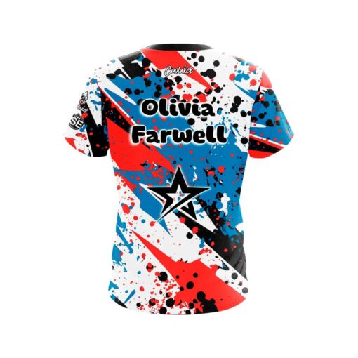 Roto Grip Olivia Farwell Blue Red Grunge CoolWick Bowling Jersey - Image 2