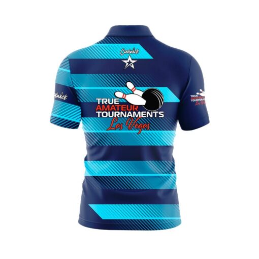 TAT True Amateur Tournament Blue Stripes CoolWick Bowling Jersey - Image 3