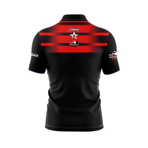 TAT True Amateur Tournament Black Red Stripes CoolWick Bowling Jersey - Image 3