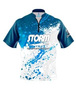 Storm Ocean Spray Quick Ship CoolWick Sash Zip Bowling Jersey