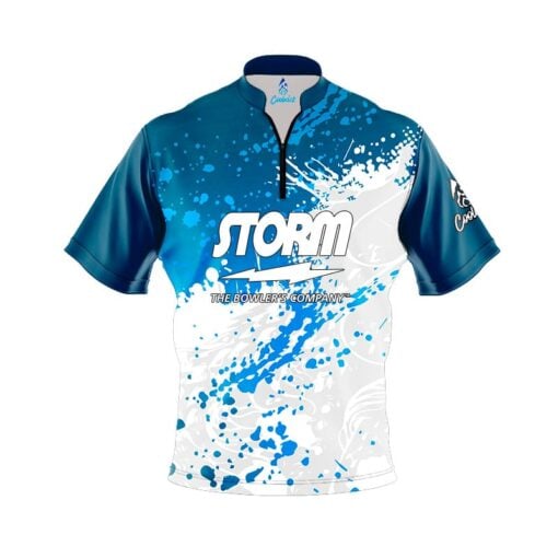 Storm Ocean Spray Quick Ship CoolWick Sash Zip Bowling Jersey