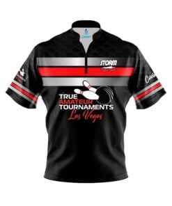 TAT True Amateur Tournament Silver Red Stripes CoolWick Bowling Jersey