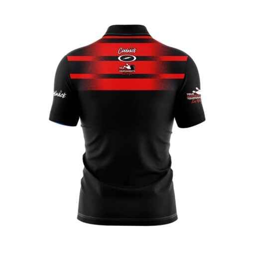 TAT True Amateur Tournament Black Red Stripes CoolWick Bowling Jersey - Image 2