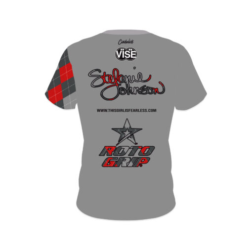 Stefanie Johnson Roto Grip Red Black Argyle Plaid CoolWick Bowling Jersey - Image 2