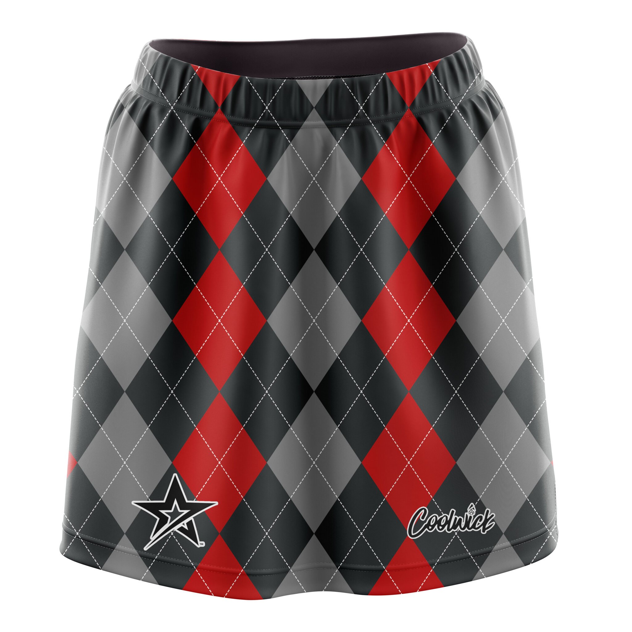 Stefanie Johnson Roto Grip Red Black Argyle Plaid CoolWick Bowling Skort