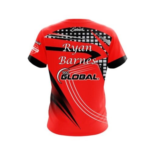 900 Global Ryan Barnes Red Black Slash CoolWick Bowling Jersey - Image 2
