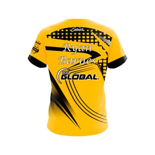 900 Global Ryan Barnes Yellow Slash CoolWick Bowling Jersey - Image 2