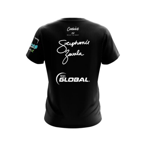 900 Global Stephanie Zavala Plain Black CoolWick Bowling Jersey - Image 2