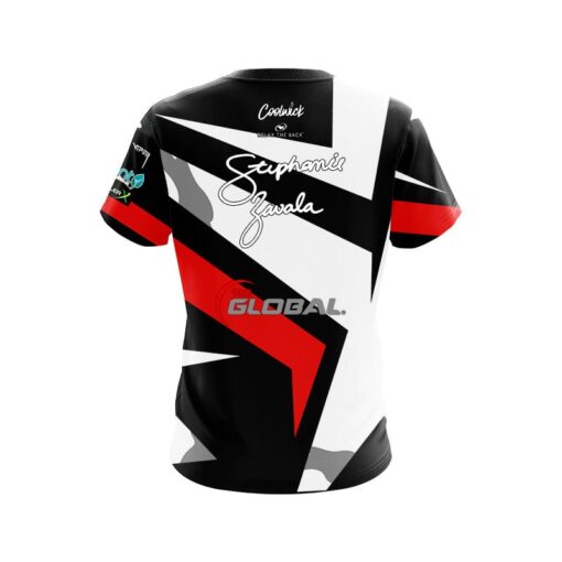 900 Global Stephanie Zavala Red Black White CoolWick Bowling Jersey - Image 2