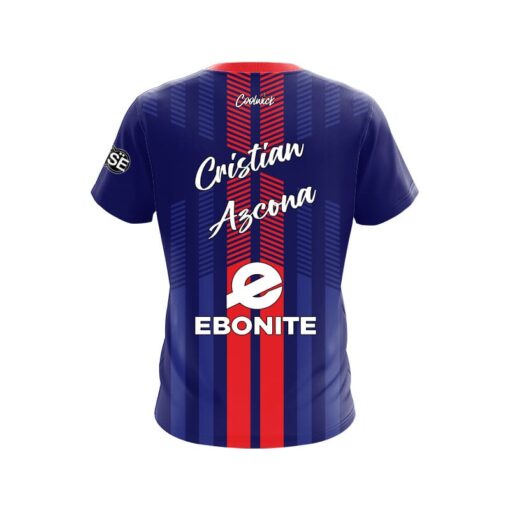 Ebonite Cristian Azcona Red Pin Stripes CoolWick Bowling Jersey - Image 2