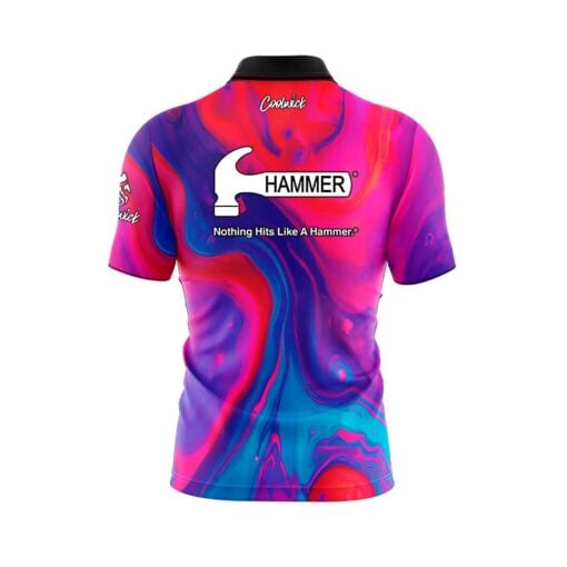 Hammer Messenger Quick Ship CoolWick Sash Zip Bowling Jersey - Image 2