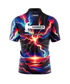 Alternative view of Hammer Strikes Quick Ship CoolWick Sash Zip Bowling Jersey