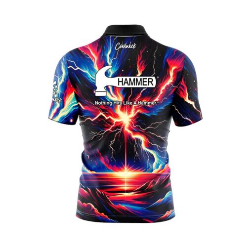 Hammer Strikes Quick Ship CoolWick Sash Zip Bowling Jersey - Image 2
